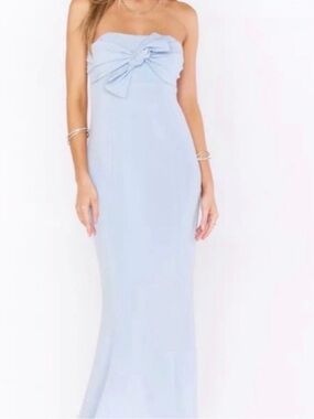 Show Me Your MuMu Strapless Gown Steel Blue XS | Bridesmaids Dress